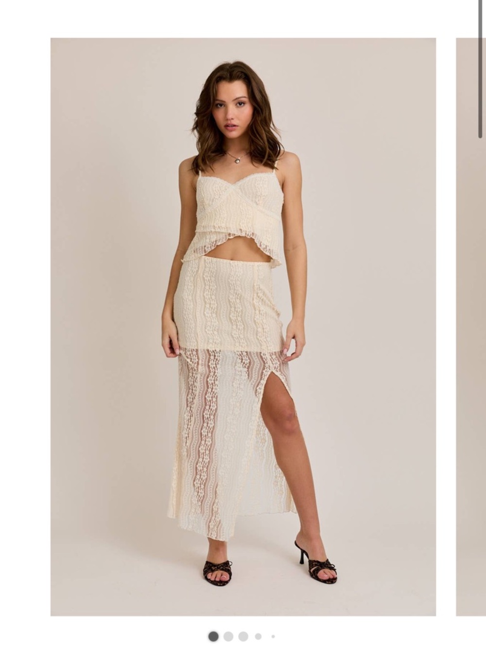 Vestique Cream Lace Two-Piece Skirt Set